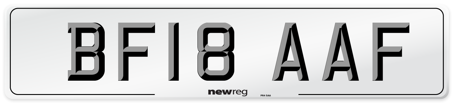 BF18 AAF Number Plate from New Reg